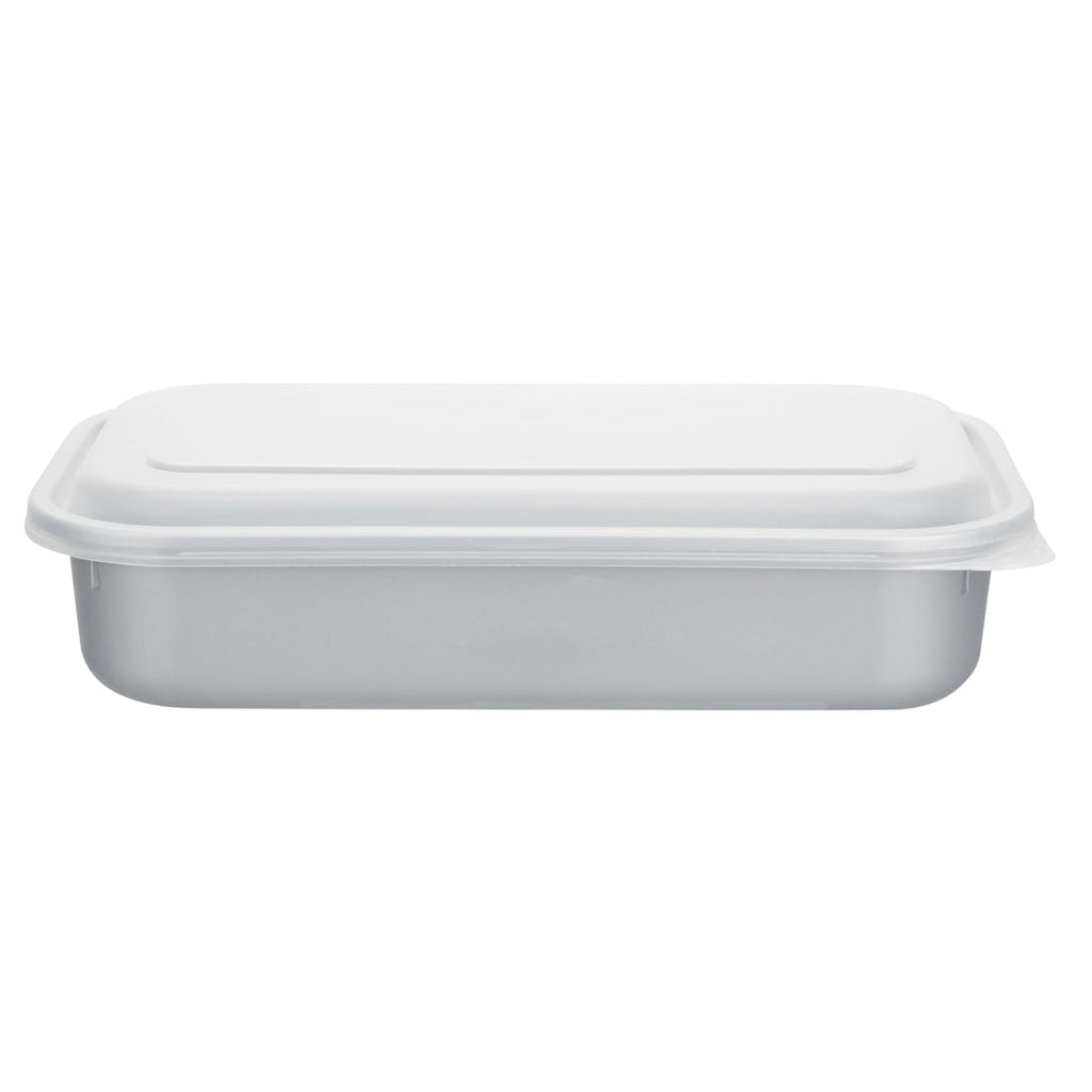 Futura 24 oz Silver Plastic Heavy Duty Container - with Frosted Lid, Microwavable, Inserts Available - 8 1/4" x 5" x 2 1/4" - 100 count box