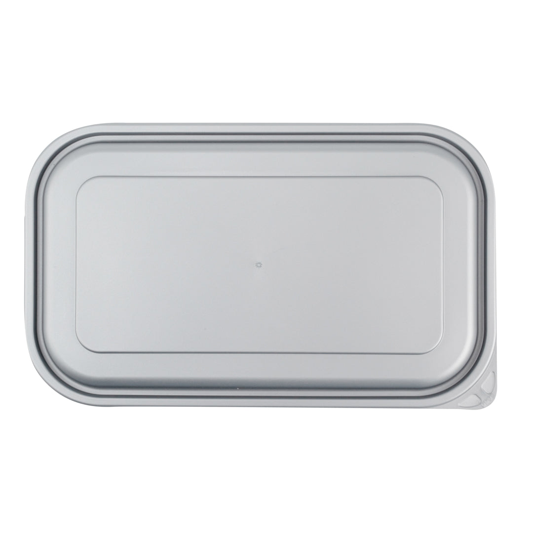 Futura 34 oz Silver Plastic Heavy Duty Container - with Frosted Lid, Microwavable, Inserts Available - 8 1/4" x 5" x 2 1/2" - 100 count box