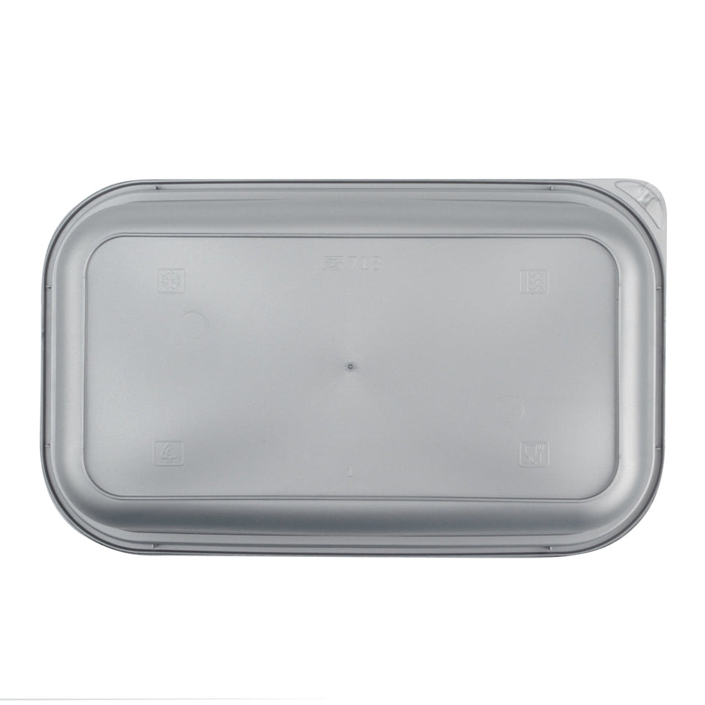 Futura 34 oz Silver Plastic Heavy Duty Container - with Frosted Lid, Microwavable, Inserts Available - 8 1/4" x 5" x 2 1/2" - 100 count box