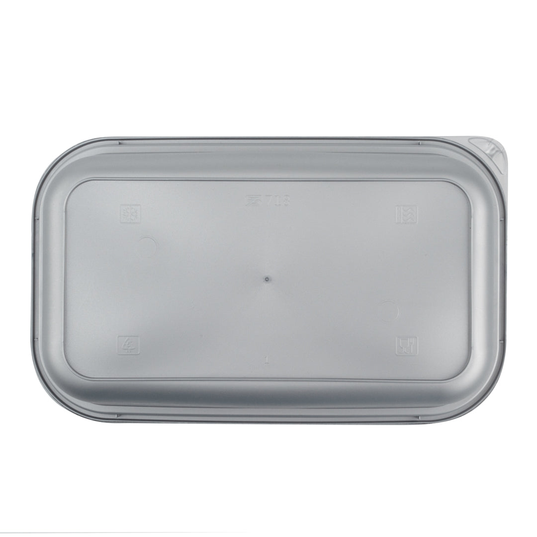 Futura 34 oz Silver Plastic Heavy Duty Container - with Frosted Lid, Microwavable, Inserts Available - 8 1/4" x 5" x 2 1/2" - 100 count box