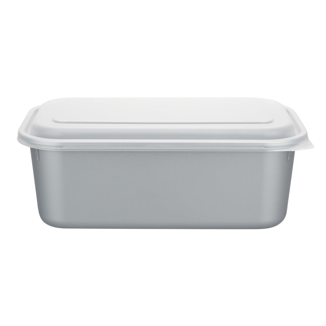 Futura 44 oz Silver Plastic Heavy Duty Container - with Frosted Lid, Microwavable, Inserts Available - 8 1/4" x 5" x 3 1/4" - 100 count box