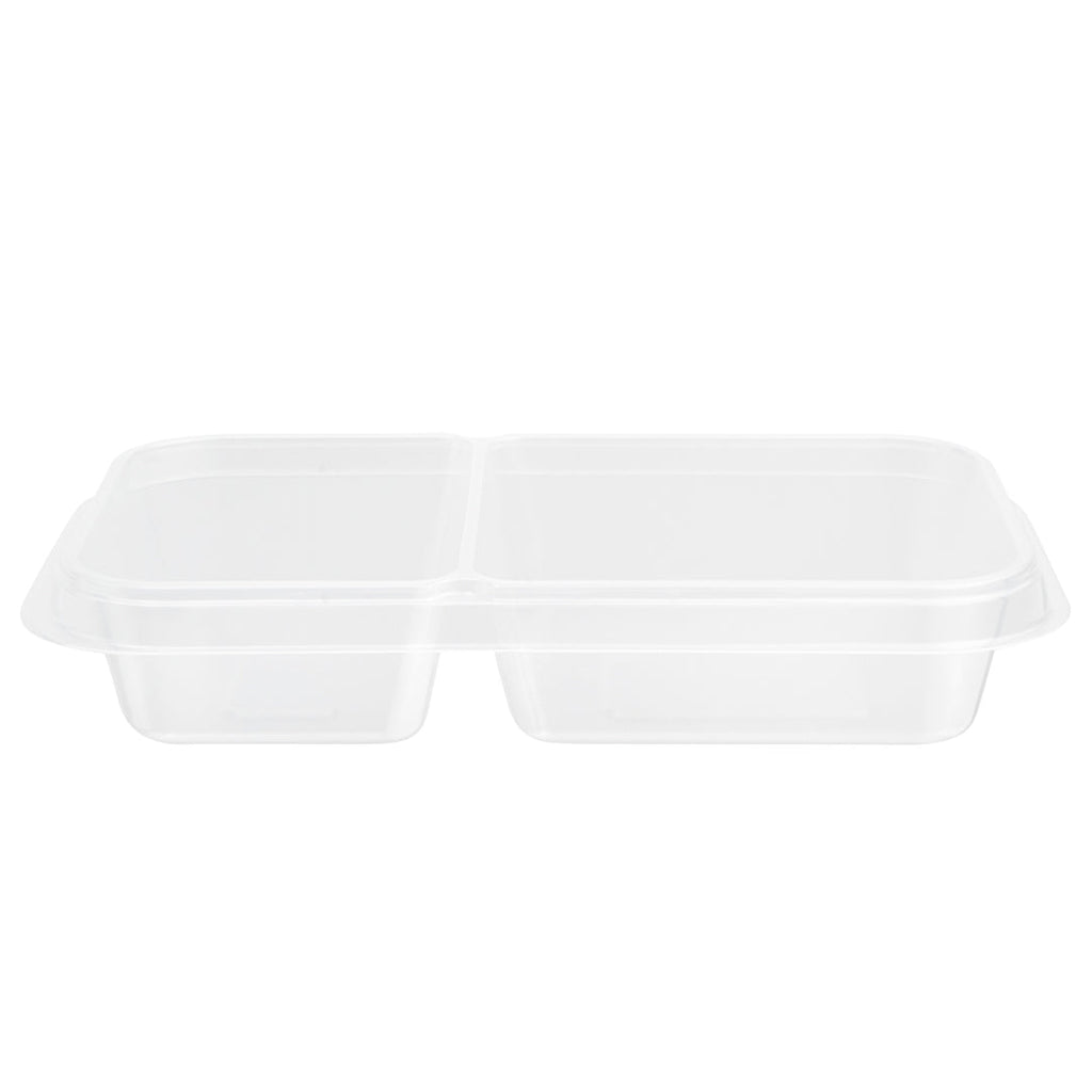 Futura 15 oz Clear Plastic Heavy Duty 2-Compartment Insert Tray - Fits 24, 34 and 44 oz Containers, Microwavable - 100 count box