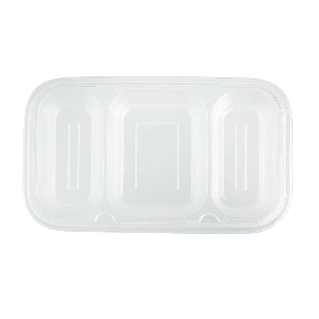 Futura 15 oz Clear Plastic Heavy Duty 3-Compartment Insert Tray - Fits 24, 34 and 44 oz Containers, Microwavable - 100 count box
