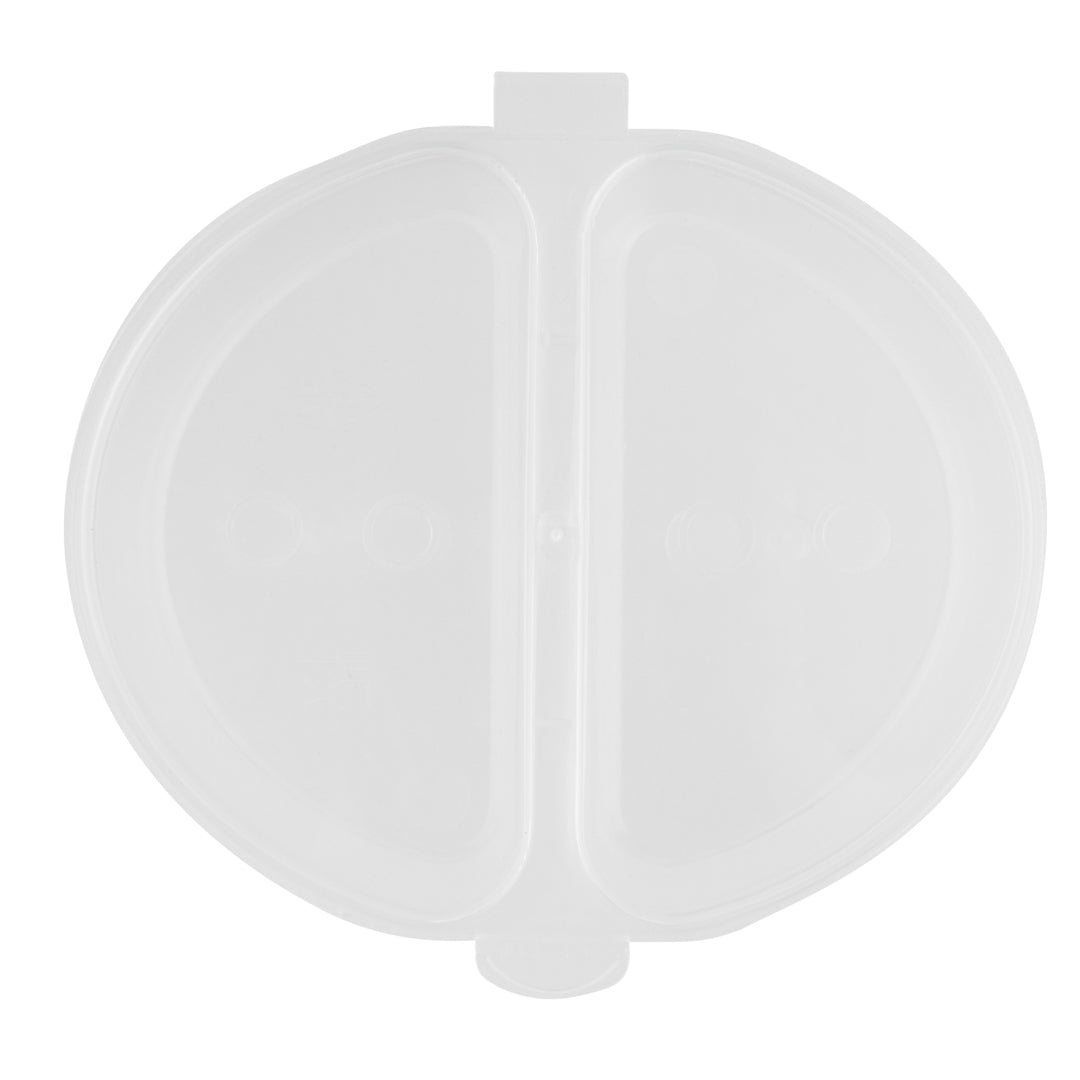 Futura 6 oz Clear Plastic Snack / Condiment 2-Compartment Container - with Lid, Microwavable - 4" x 3 3/4" x 1" - 500 count box
