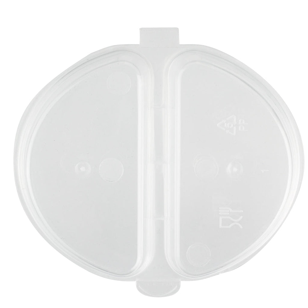 Futura 6 oz Clear Plastic Snack / Condiment 2-Compartment Container - with Lid, Microwavable - 4" x 3 3/4" x 1" - 500 count box