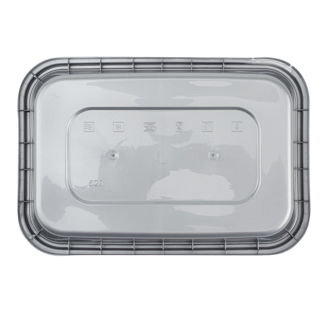 Futura 18 oz Silver Plastic Tamper-Evident Container - with Clear Lid, Microwavable - 7" x 4 3/4" x 1 1/4" - 100 count box