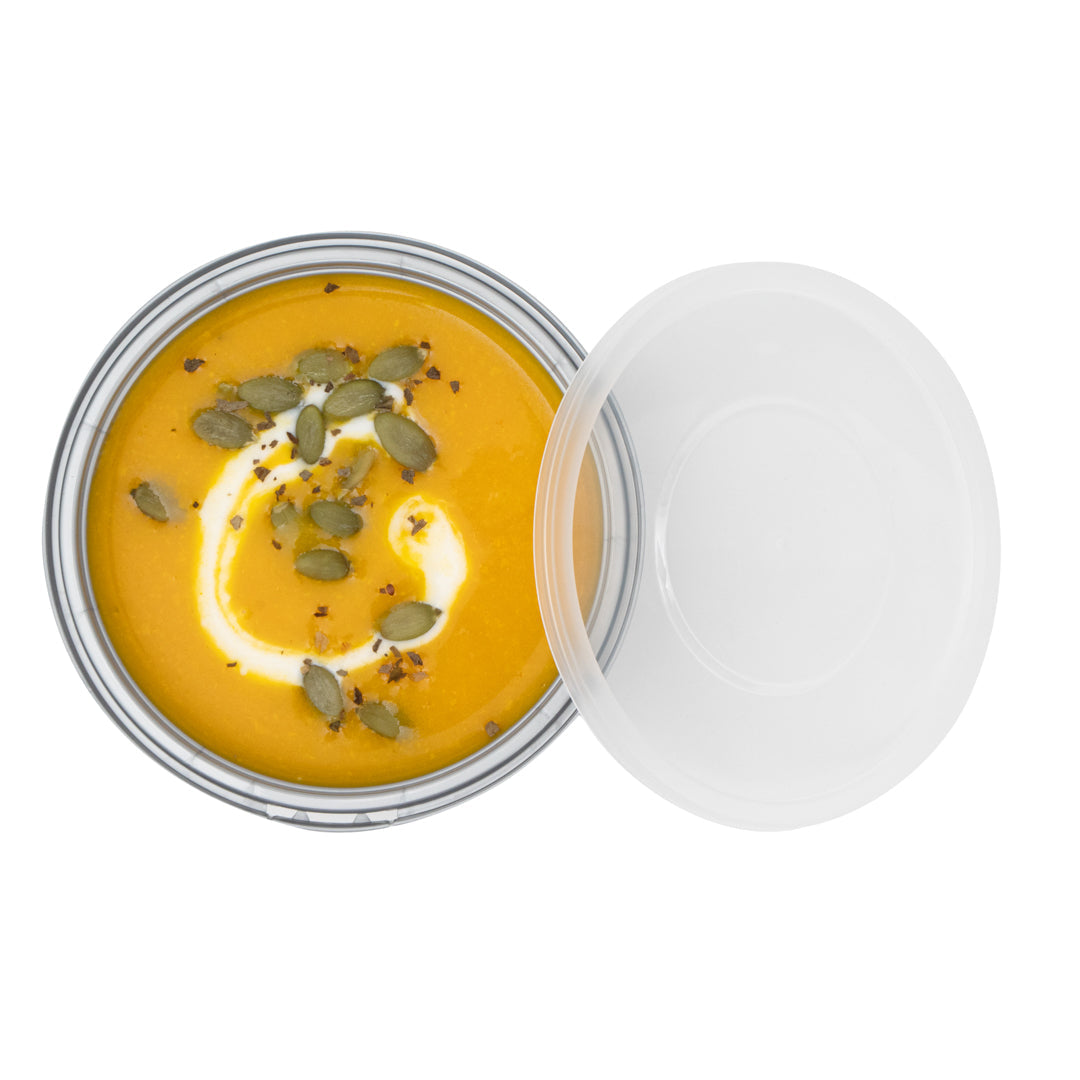 Futura 8 oz Silver Plastic Tamper-Evident Bowl - with Clear Lid, Microwavable - 4 1/4" x 3 1/4" x 1 3/4" - 100 count box