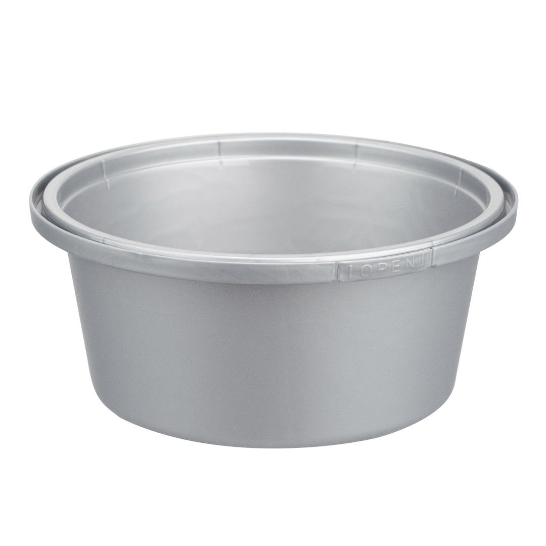 Futura 8 oz Silver Plastic Tamper-Evident Bowl - with Clear Lid, Microwavable - 4 1/4" x 3 1/4" x 1 3/4" - 100 count box