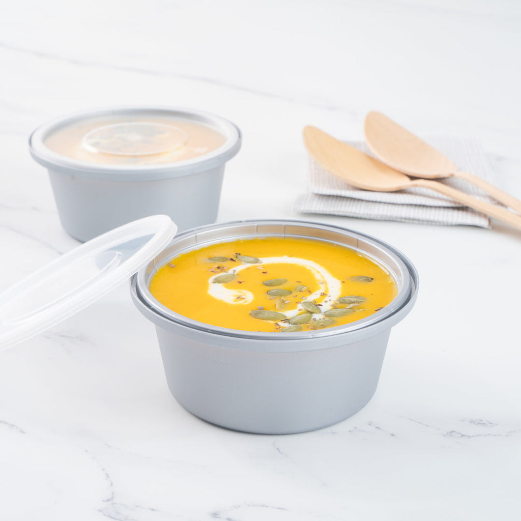 Futura 8 oz Silver Plastic Tamper-Evident Bowl - with Clear Lid, Microwavable - 4 1/4" x 3 1/4" x 1 3/4" - 100 count box