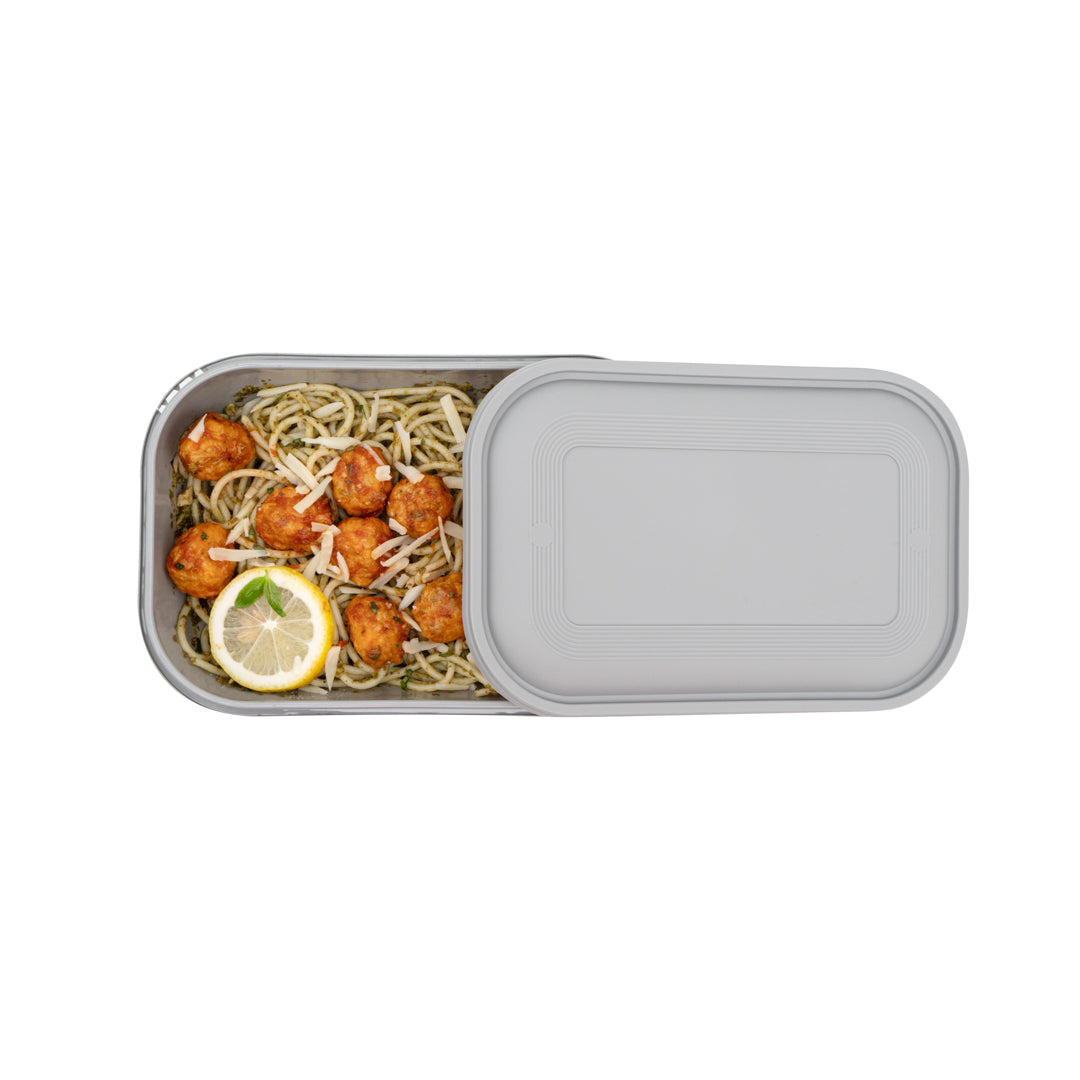 Futura 34 oz Matte Gray Plastic Tamper-Evident Take Out Container - with Lid, Microwavable - 8 3/4" x 6" x 2 1/4" - 100 count box