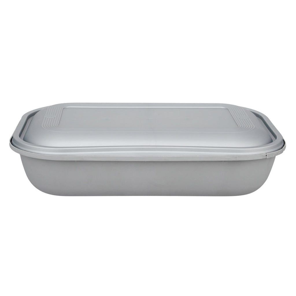 Futura 34 oz Matte Gray Plastic Tamper-Evident Take Out Container - with Lid, Microwavable - 8 3/4" x 6" x 2 1/4" - 100 count box