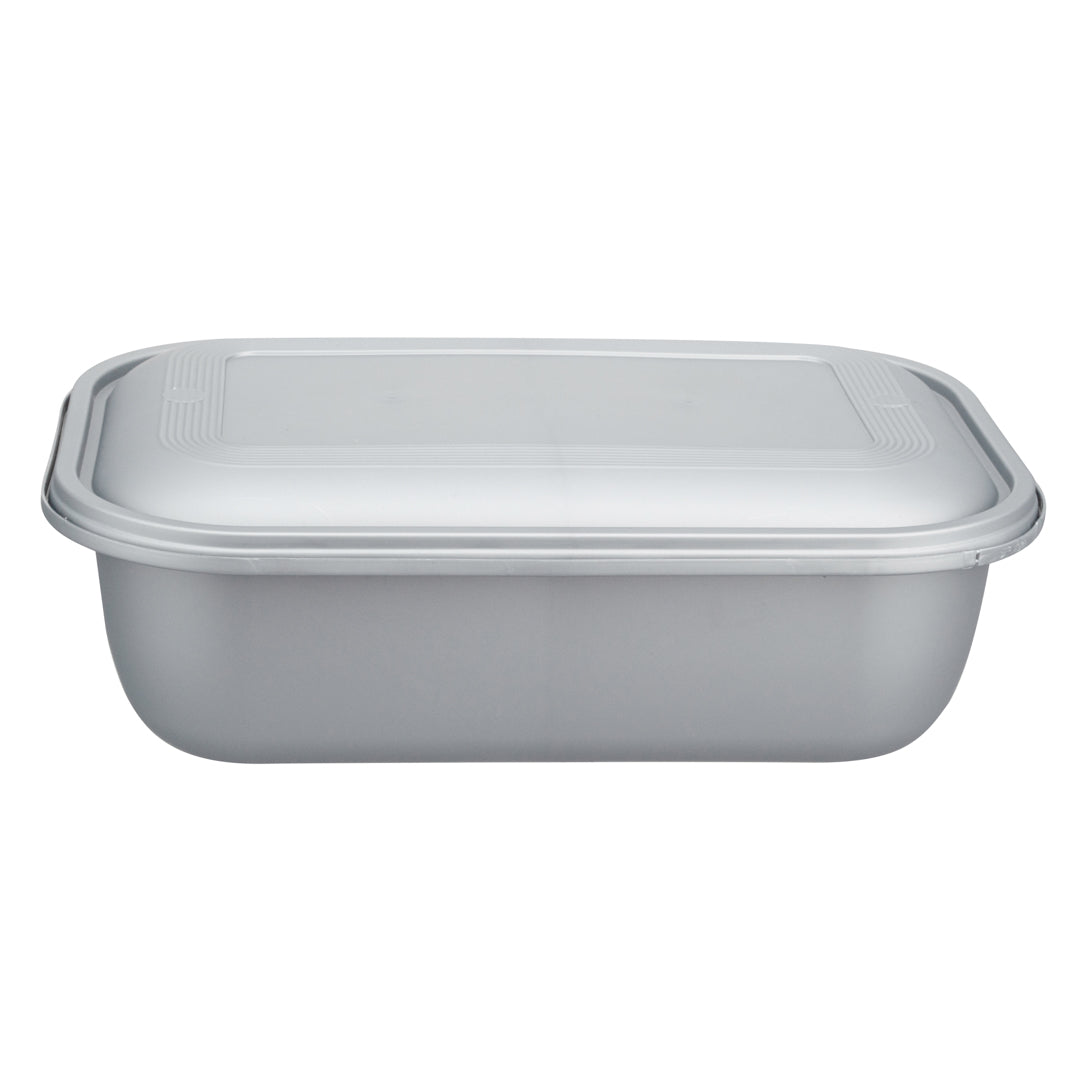 Futura 46 oz Matte Gray Plastic Tamper-Evident Container - with Lid, Microwavable, Inserts Available - 8 3/4" x 6" x 3" - 100 count box