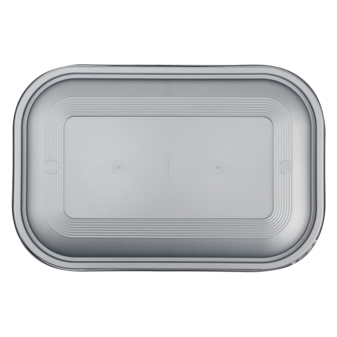 Futura 46 oz Matte Gray Plastic Tamper-Evident Container - with Lid, Microwavable, Inserts Available - 8 3/4" x 6" x 3" - 100 count box