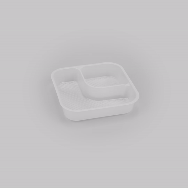 Futura 14 oz Clear Plastic 2-Compartment Insert Tray - Fits 34 oz Bowl, Microwavable - 100 count box