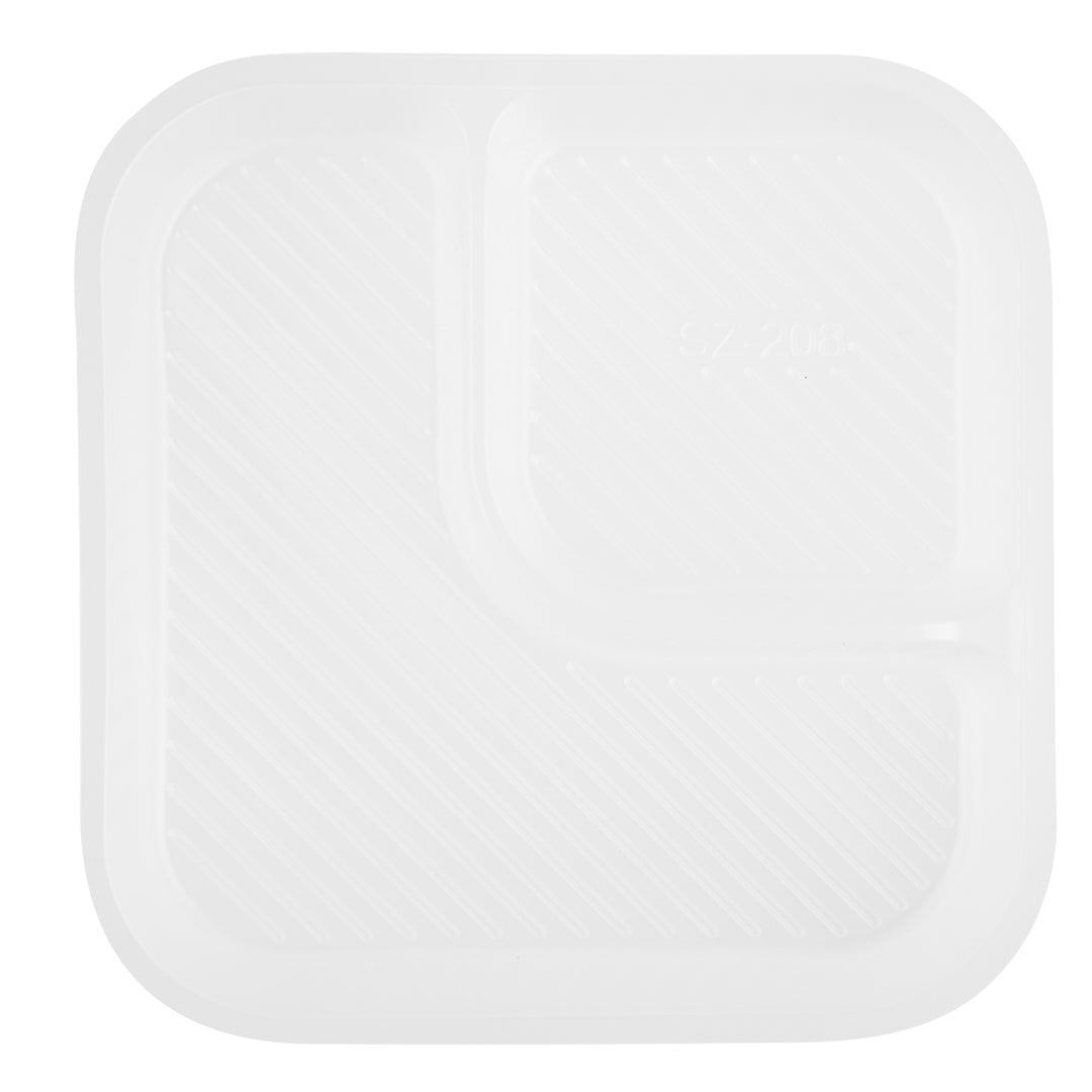 Futura 14 oz Clear Plastic 2-Compartment Insert Tray - Fits 34 oz Bowl, Microwavable - 100 count box