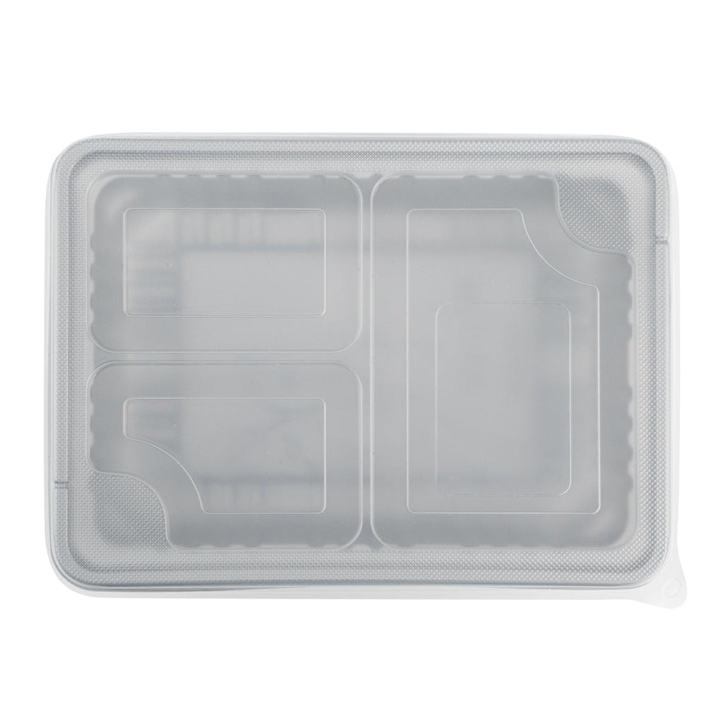 Futura 34 oz Silver Plastic Take Out Box - with Clear Lid, Microwavable, Inserts Available - 8 1/4" x 6" x 2 1/2" - 100 count box