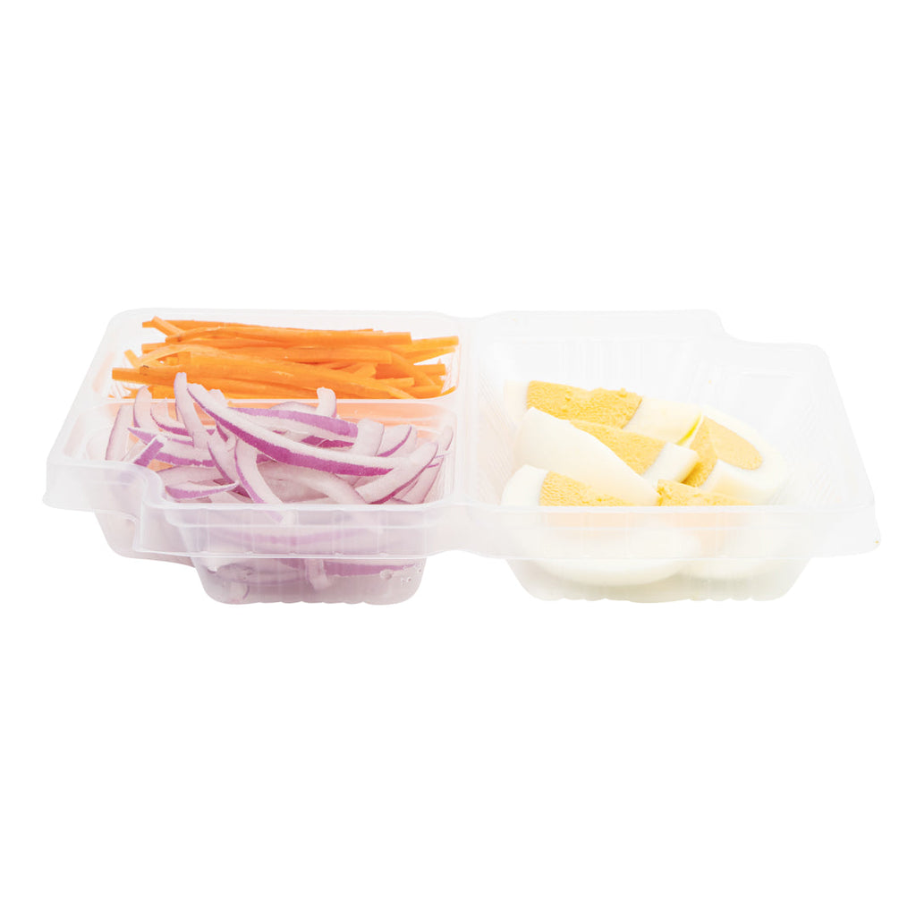 Futura 14 oz Clear Plastic 3-Compartment Insert Tray - Fits 34 oz Box, Microwavable - 100 count box