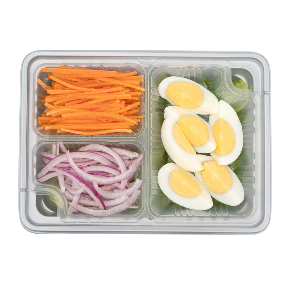 Futura 14 oz Clear Plastic 3-Compartment Insert Tray - Fits 34 oz Box, Microwavable - 100 count box
