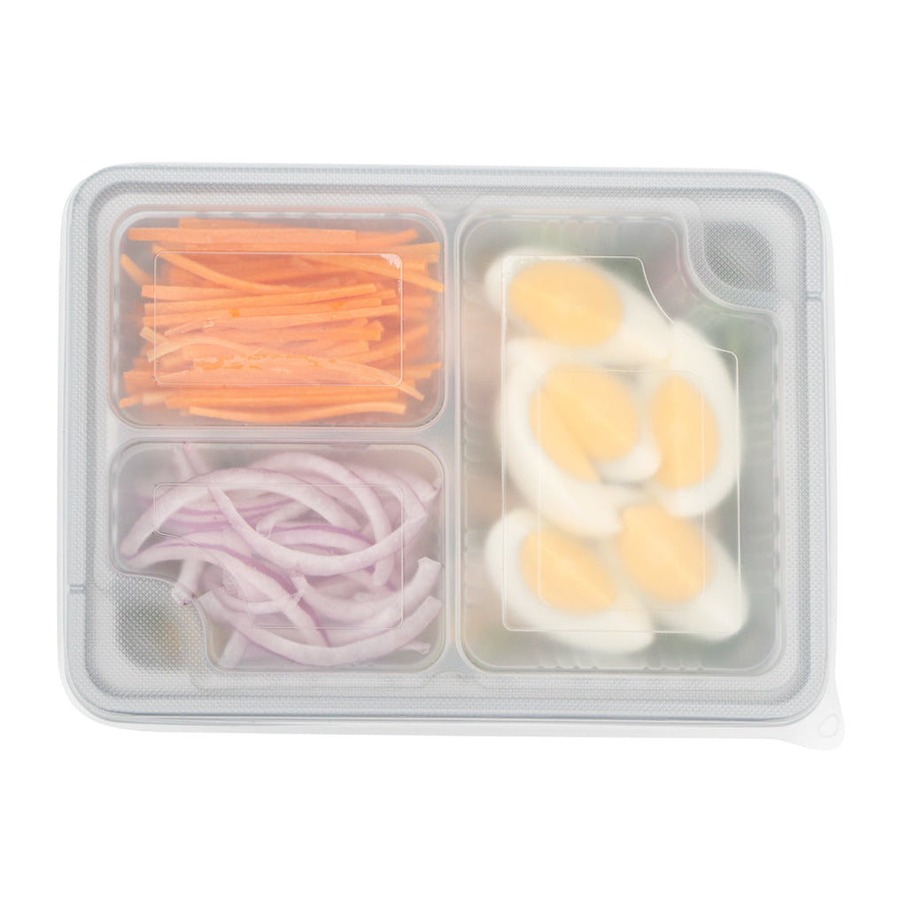 Futura 14 oz Clear Plastic 3-Compartment Insert Tray - Fits 34 oz Box, Microwavable - 100 count box