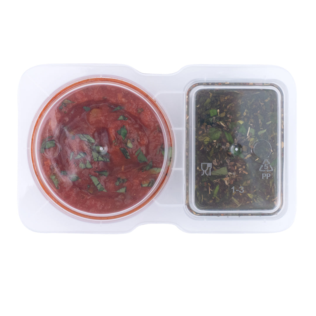 Futura 5 oz Clear Plastic Sauce Container - with Hinged Lid, 2-Compartment, Microwavable - 4" x 3 1/4" x 1" - 500 count box