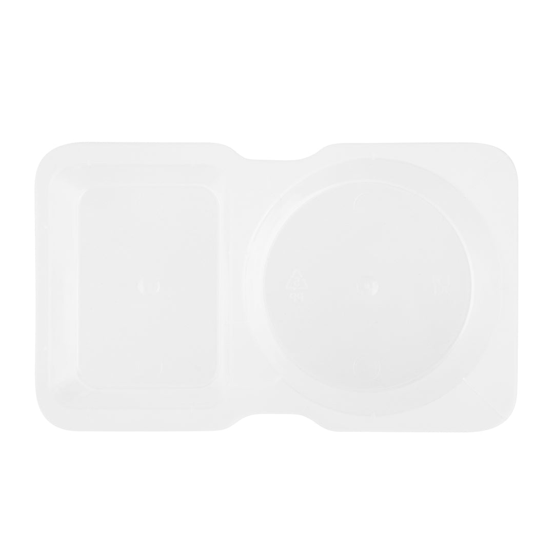 Futura 5 oz Clear Plastic Sauce Container - with Hinged Lid, 2-Compartment, Microwavable - 4" x 3 1/4" x 1" - 500 count box