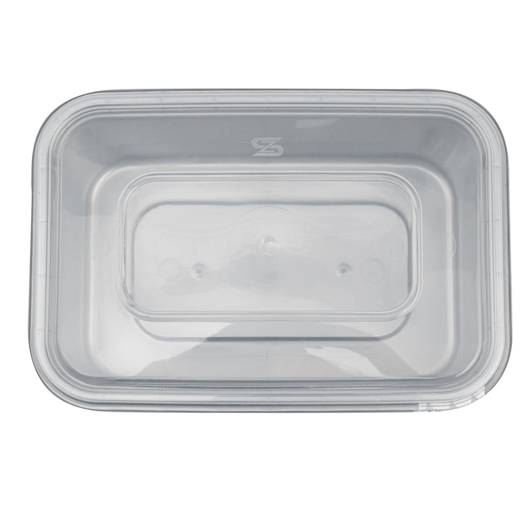 Futura 35 oz Silver Plastic Tamper-Evident Container - with Clear Lid, Microwavable - 7" x 4 3/4" x 2 3/4" - 100 count box