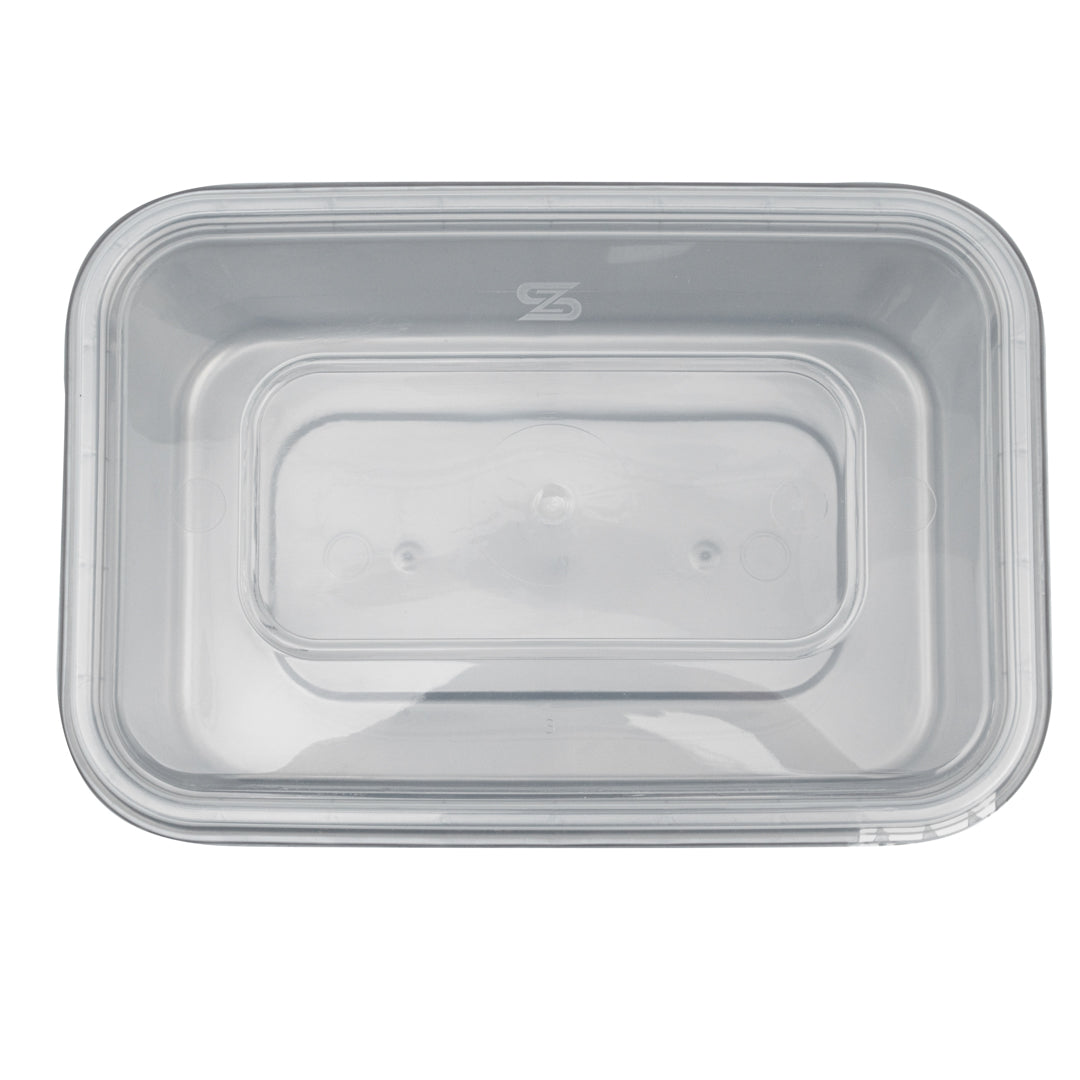 Futura 35 oz Silver Plastic Tamper-Evident Container - with Clear Lid, Microwavable - 7" x 4 3/4" x 2 3/4" - 100 count box
