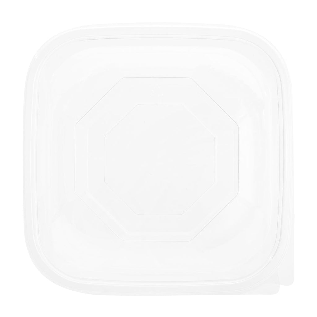 Thermo Tek 25 oz Square Clear Plastic Take Out Salad Bowl - with Lid, Anti-Fog - 7 1/2" x 7 1/2" x 2 3/4" - 100 count box