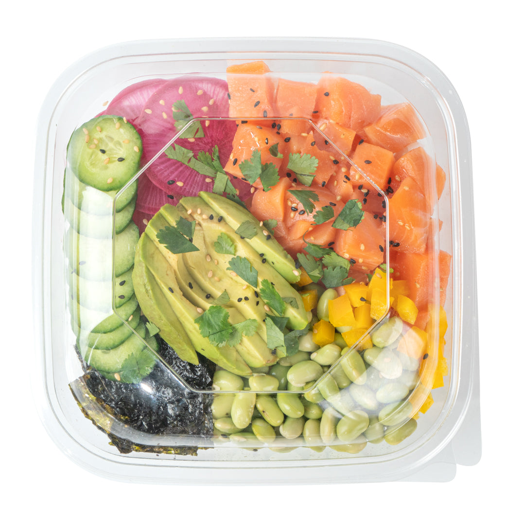 Thermo Tek 34 oz Square Clear Plastic Take Out Salad Bowl - with Lid, Anti-Fog - 7 1/2" x 7 1/2" x 3" - 100 count box