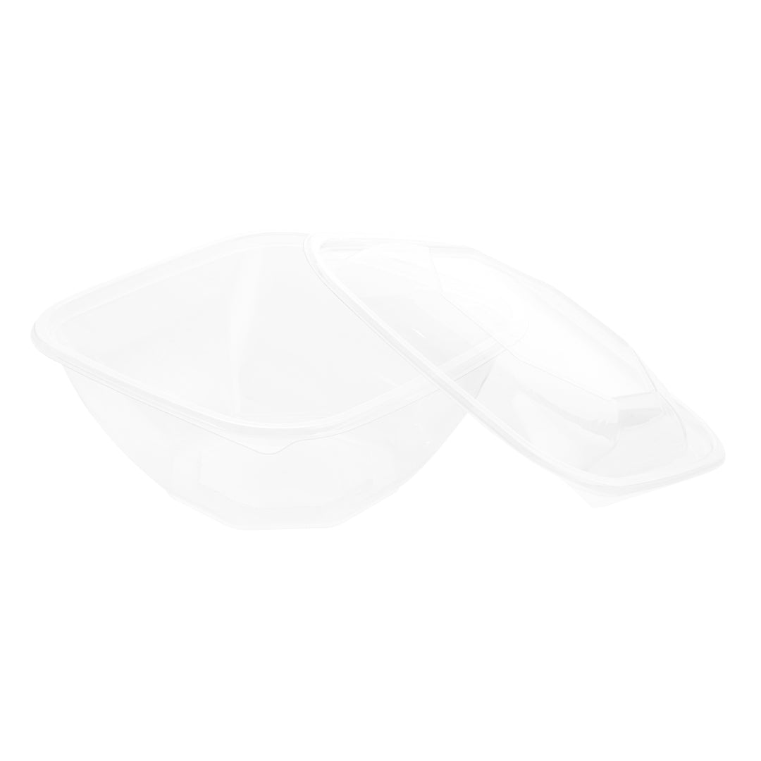 Thermo Tek 51 oz Square Clear Plastic Take Out Salad Bowl - with Lid, Anti-Fog - 7 1/2" x 7 1/2" x 4 1/4" - 100 count box