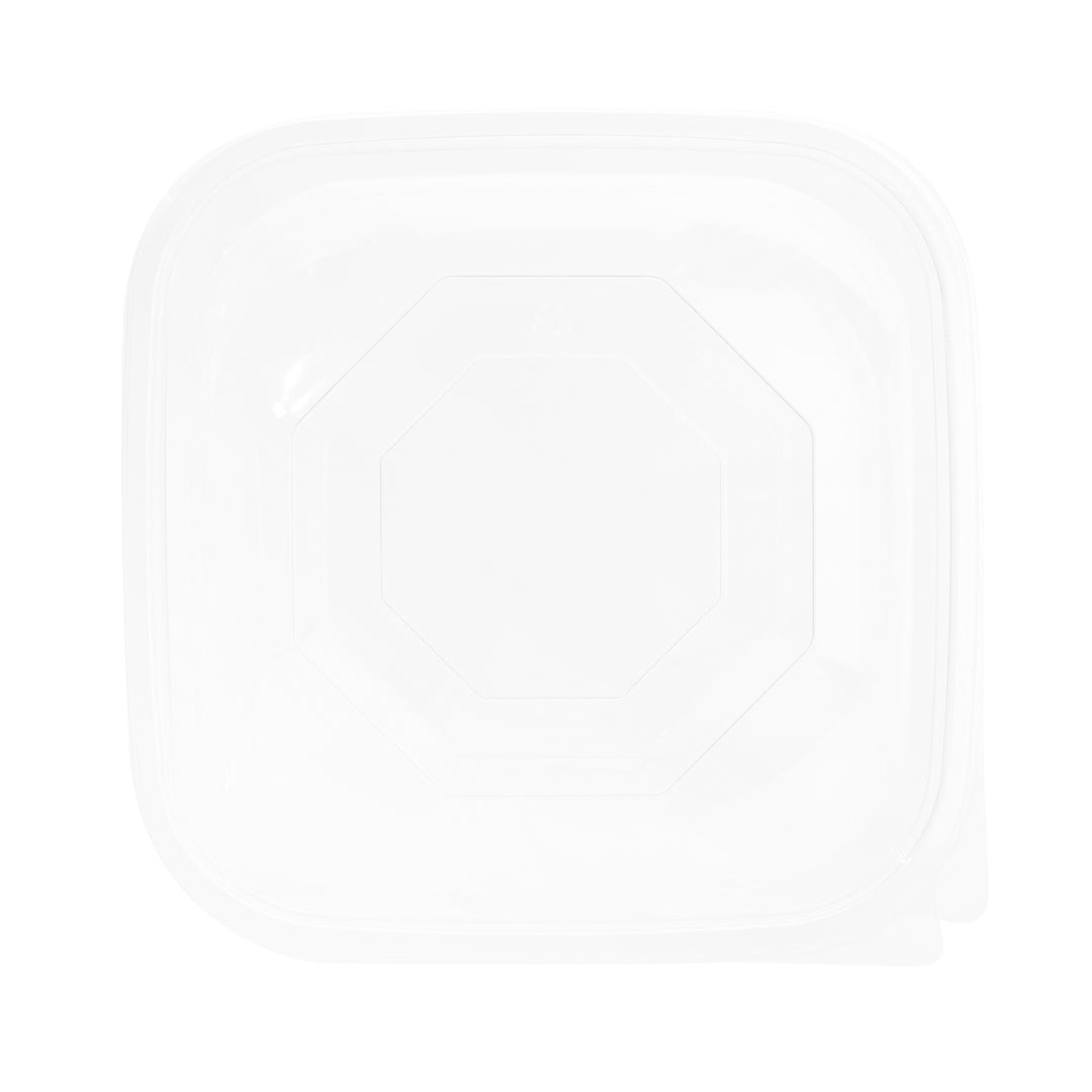 Thermo Tek 51 oz Square Clear Plastic Take Out Salad Bowl - with Lid, Anti-Fog - 7 1/2" x 7 1/2" x 4 1/4" - 100 count box