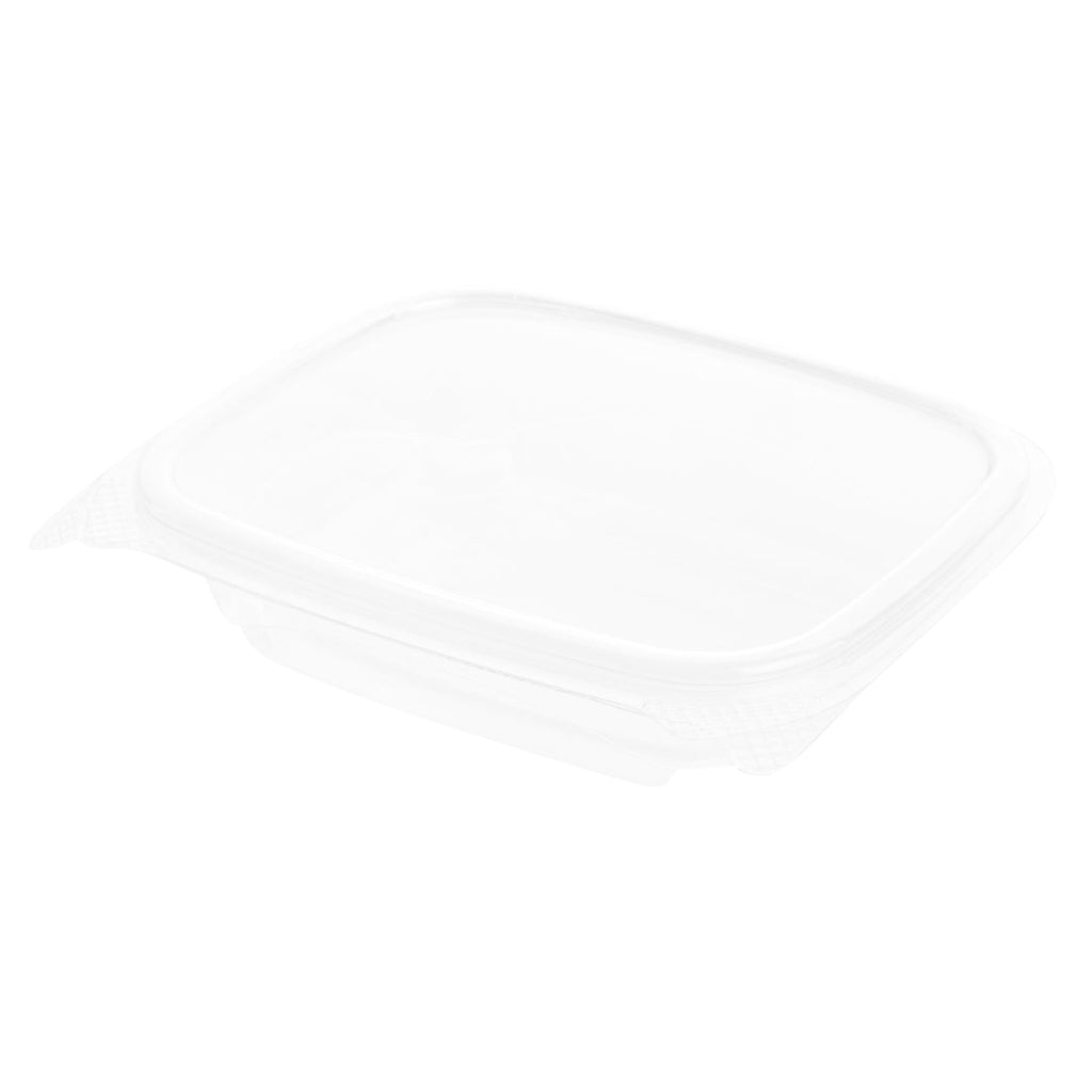 Thermo Tek 8 oz Rectangle Clear Plastic Deli / Snack Container - with Hinged Lid, Anti-Fog - 10" x 5 3/4" x 1 1/4" - 100 count box