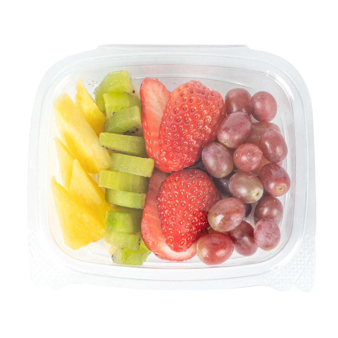 Thermo Tek 8 oz Rectangle Clear Plastic Deli / Snack Container - with Hinged Lid, Anti-Fog - 10" x 5 3/4" x 1 1/4" - 100 count box
