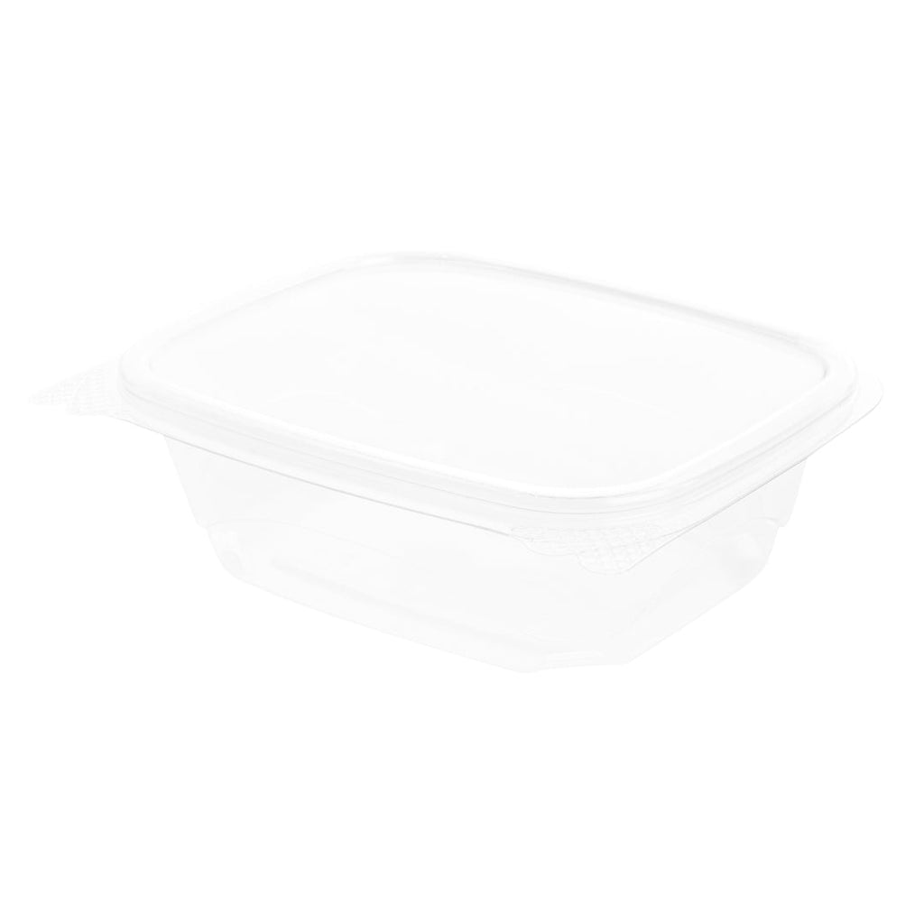 Thermo Tek 12 oz Rectangle Clear Plastic Deli / Snack Container - with Hinged Lid, Anti-Fog - 10" x 6" x 1 3/4" - 100 count box