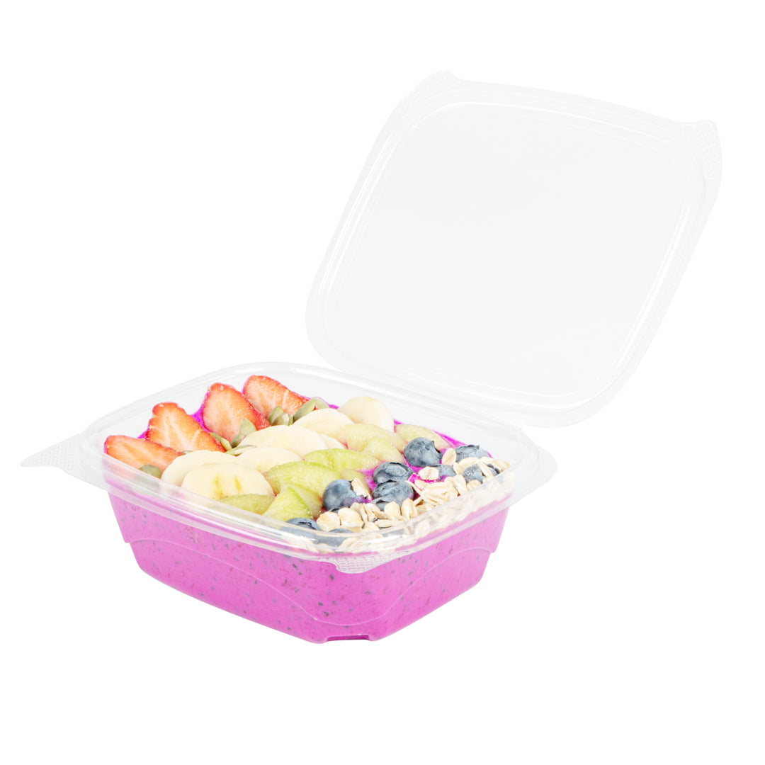 Thermo Tek 12 oz Rectangle Clear Plastic Deli / Snack Container - with Hinged Lid, Anti-Fog - 10" x 6" x 1 3/4" - 100 count box