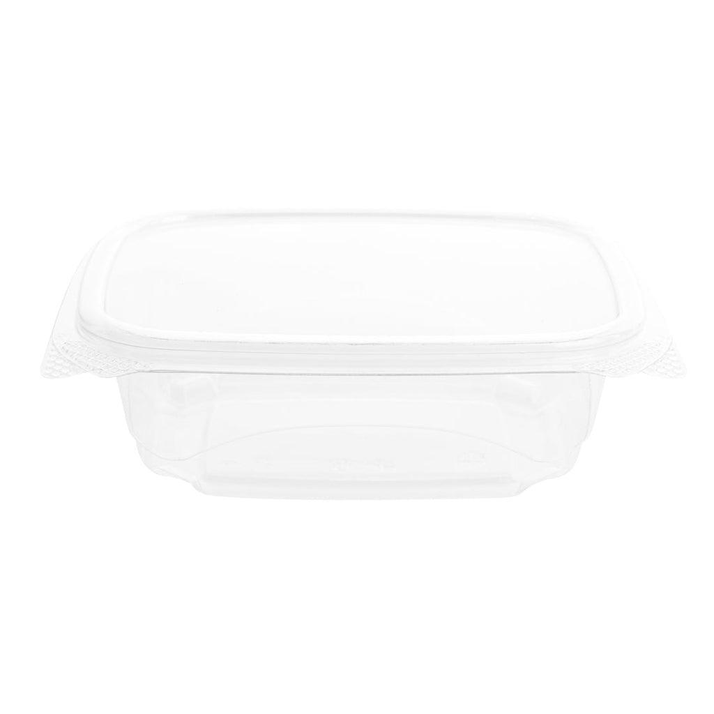 Thermo Tek 12 oz Rectangle Clear Plastic Deli / Snack Container - with Hinged Lid, Anti-Fog - 10" x 6" x 1 3/4" - 100 count box