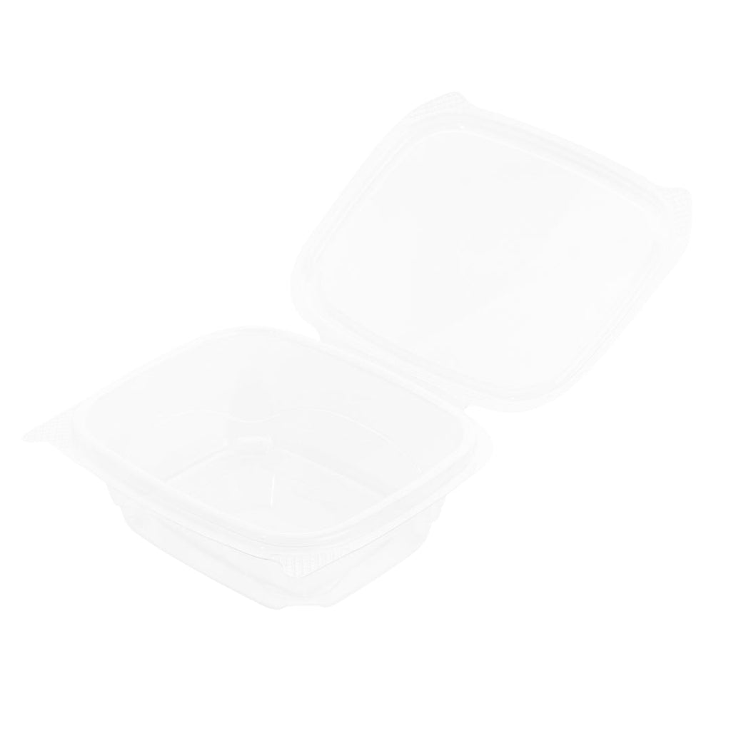 Thermo Tek 12 oz Rectangle Clear Plastic Deli / Snack Container - with Hinged Lid, Anti-Fog - 10" x 6" x 1 3/4" - 100 count box