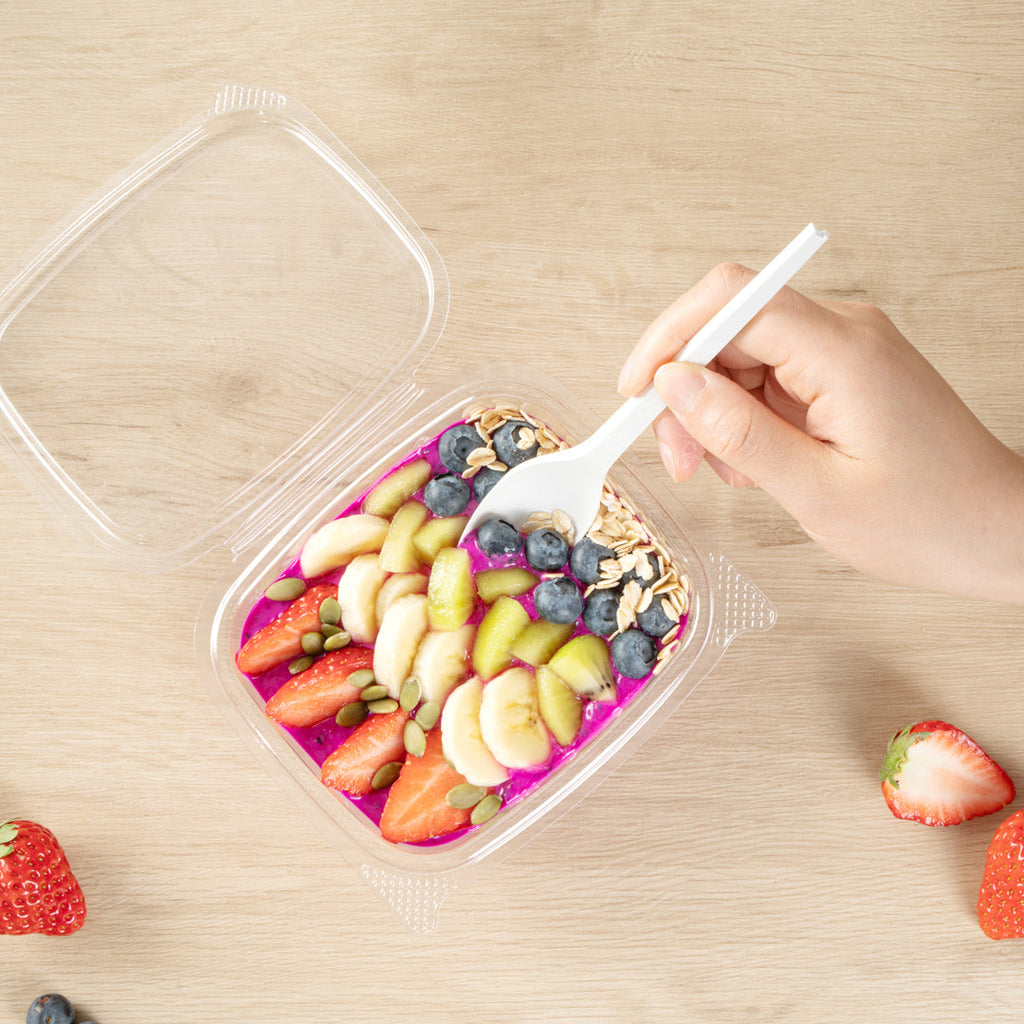 Thermo Tek 12 oz Rectangle Clear Plastic Deli / Snack Container - with Hinged Lid, Anti-Fog - 10" x 6" x 1 3/4" - 100 count box