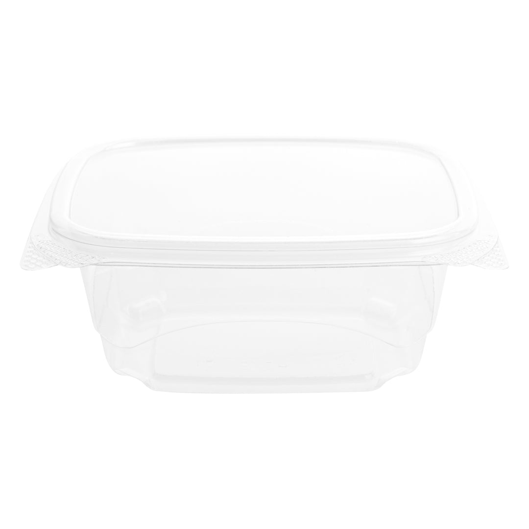 Thermo Tek 16 oz Rectangle Clear Plastic Deli / Snack Container - with Hinged Lid, Anti-Fog - 5 3/4" x 5" x 2 1/2" - 100 count box