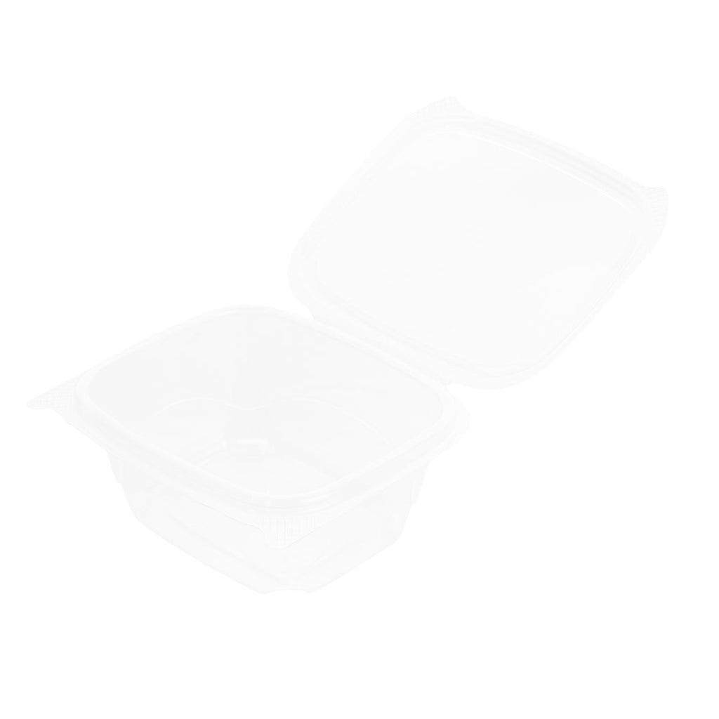 Thermo Tek 16 oz Rectangle Clear Plastic Deli / Snack Container - with Hinged Lid, Anti-Fog - 5 3/4" x 5" x 2 1/2" - 100 count box