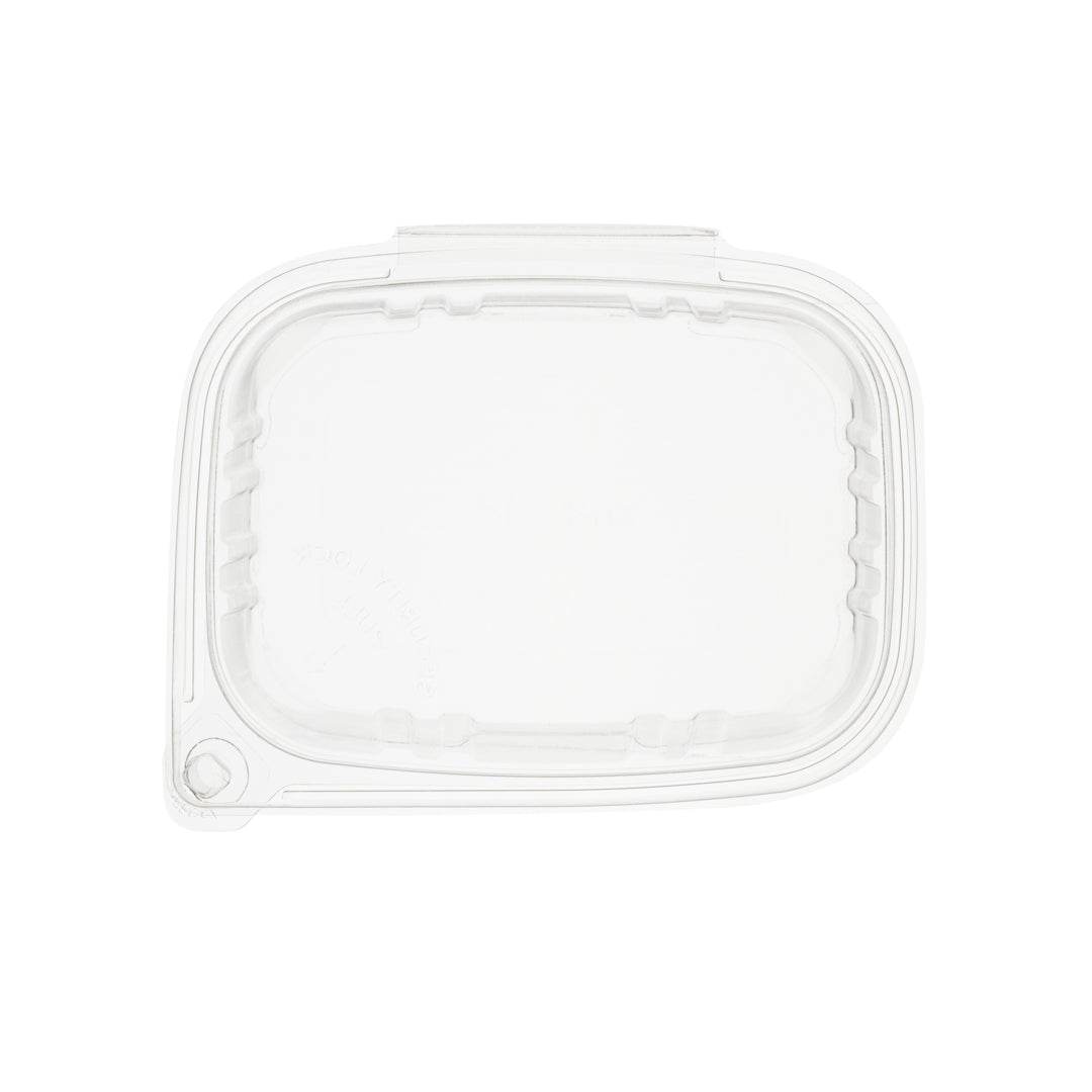 Tamper Tek 8 oz Rectangle Clear Plastic Container - with Hinged Lid, Tamper-Evident - 4 3/4" x 6" x 1 1/4" - 100 count box