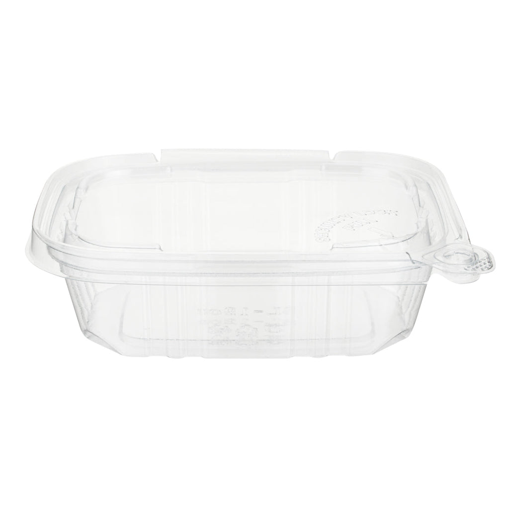 Tamper Tek 12 oz Rectangle Clear Plastic Container - with Hinged Lid, Tamper-Evident - 4 3/4" x 6" x 1 1/2" - 100 count box