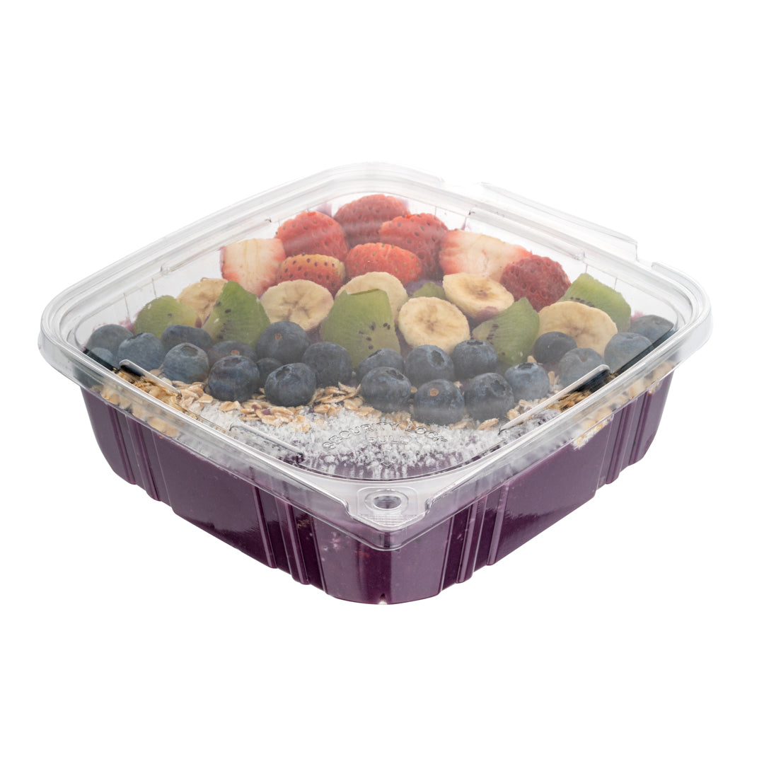 Tamper Tek 48 oz Rectangle Clear Plastic Container - with Hinged Lid, Tamper-Evident - 8 1/4" x 7 1/2" x 2 3/4" - 100 count box
