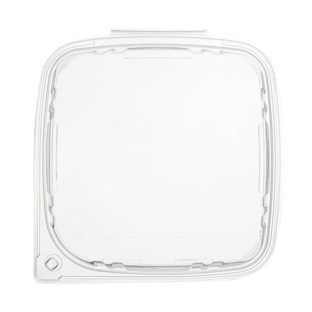 Tamper Tek 48 oz Rectangle Clear Plastic Container - with Hinged Lid, Tamper-Evident - 8 1/4" x 7 1/2" x 2 3/4" - 100 count box
