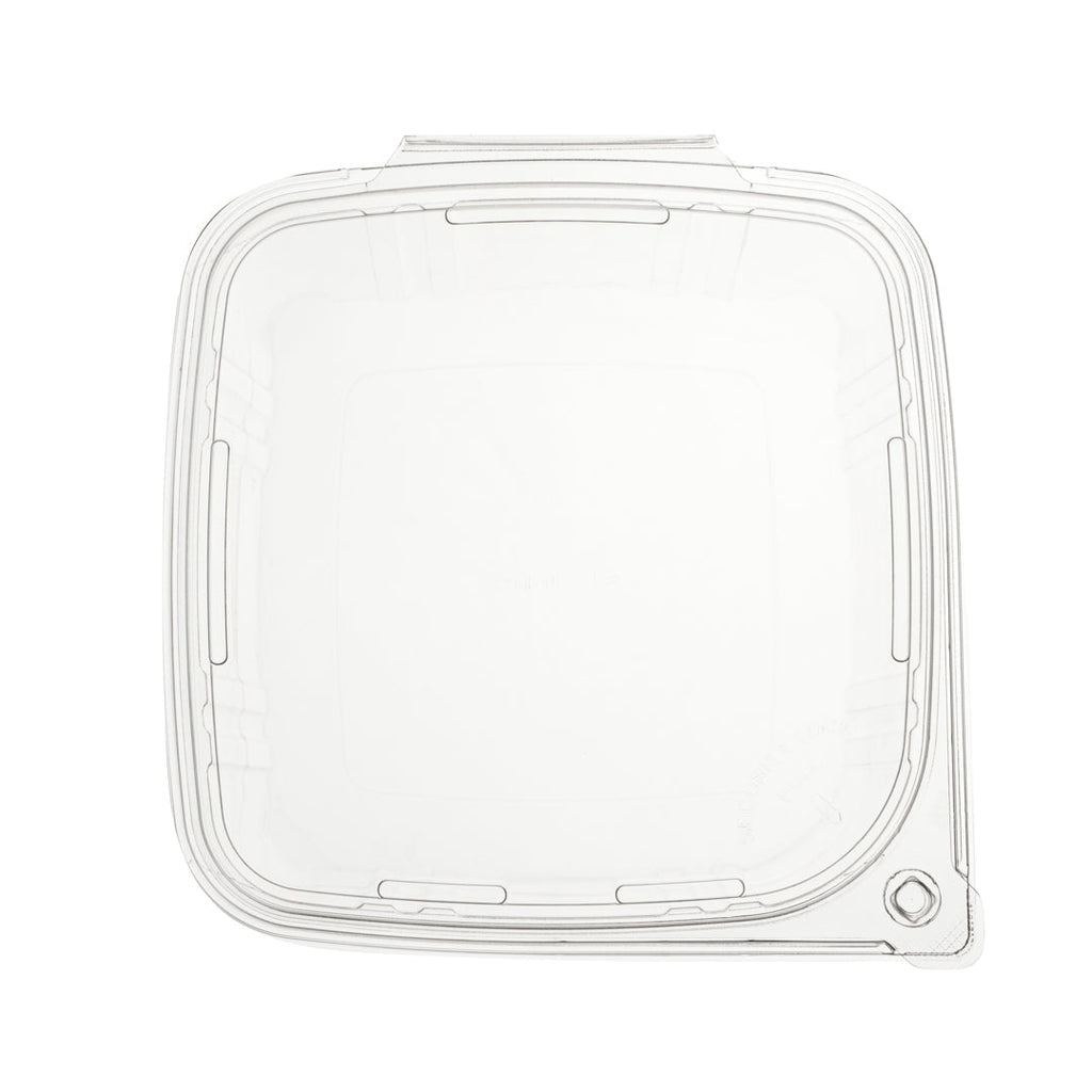 Tamper Tek 64 oz Rectangle Clear Plastic Container - with Hinged Lid, Tamper-Evident - 8 1/4" x 7 1/2" x 3 1/4" - 100 count box
