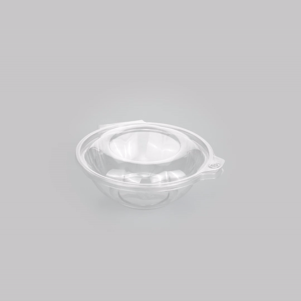 Tamper Tek 24 oz Round Clear Plastic Bowl - with Hinged Lid, Tamper-Evident - 7" x 7" x 2 3/4" - 100 count box