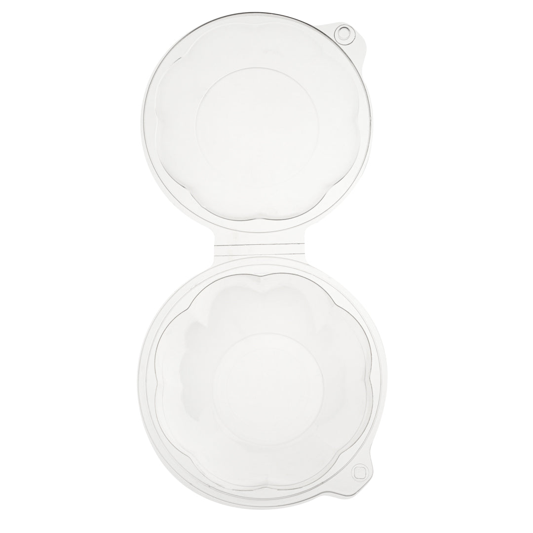 Tamper Tek 24 oz Round Clear Plastic Bowl - with Hinged Lid, Tamper-Evident - 7" x 7" x 2 3/4" - 100 count box