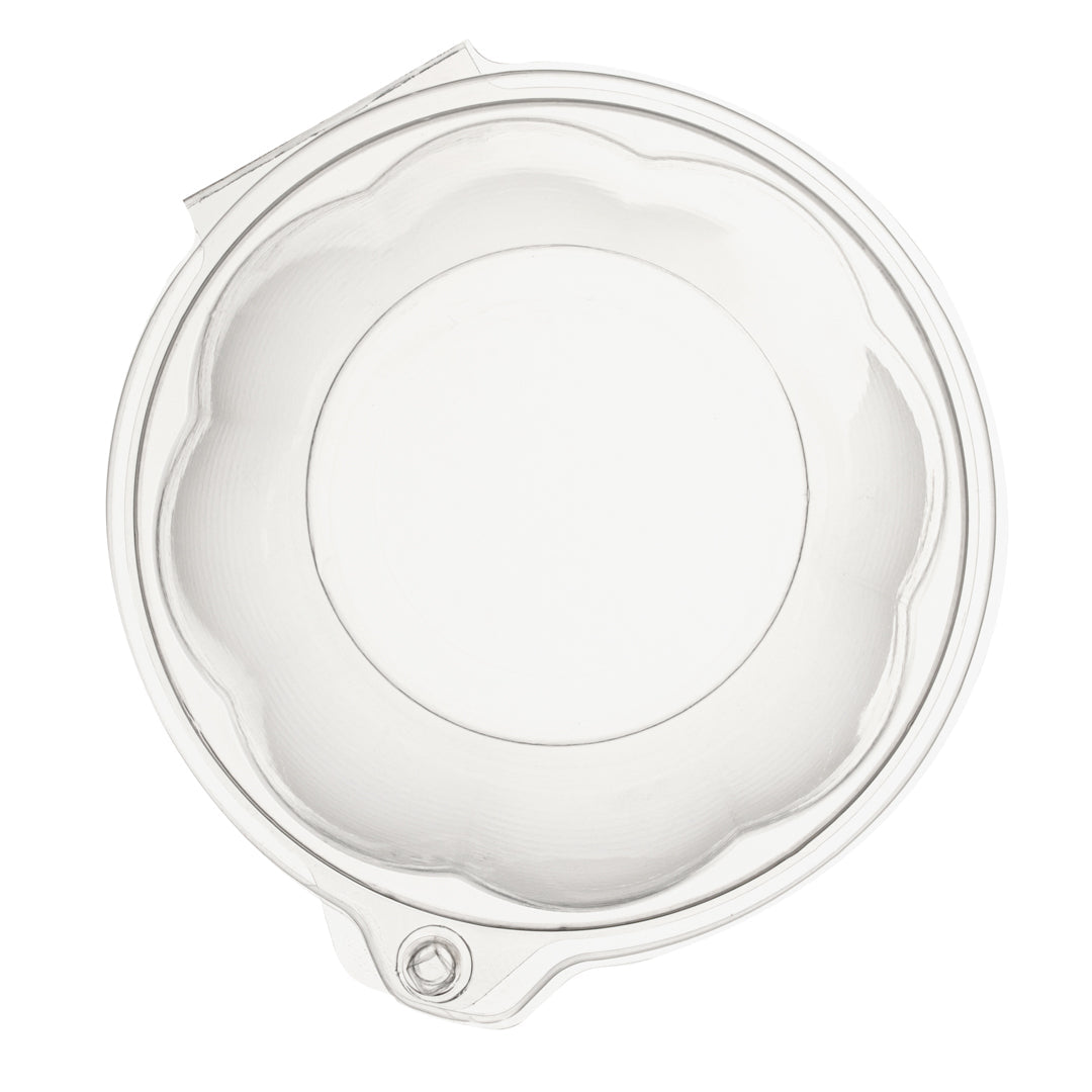 Tamper Tek 32 oz Round Clear Plastic Bowl - with Hinged Lid, Tamper-Evident - 7" x 7" x 3 1/2" - 100 count box