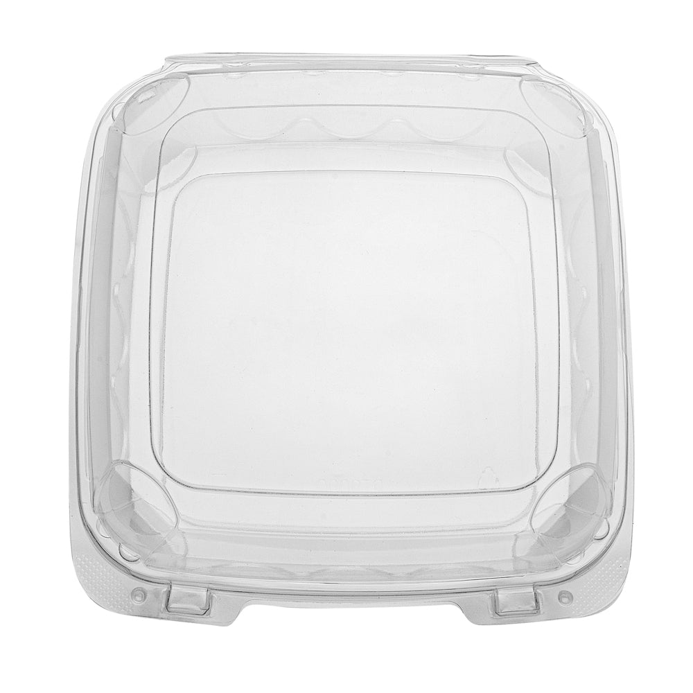 Thermo Tek 46 oz Rectangle Clear Plastic Clamshell Container - Anti-Fog - 9" x 8 1/4" x 2 1/2" - 100 count box