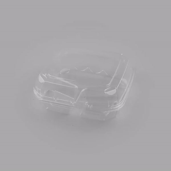 Thermo Tek 34 oz Square Clear Plastic Clamshell Container - 3-Compartment, Anti-Fog - 7 3/4" x 7 3/4" x 2 1/2" - 100 count box